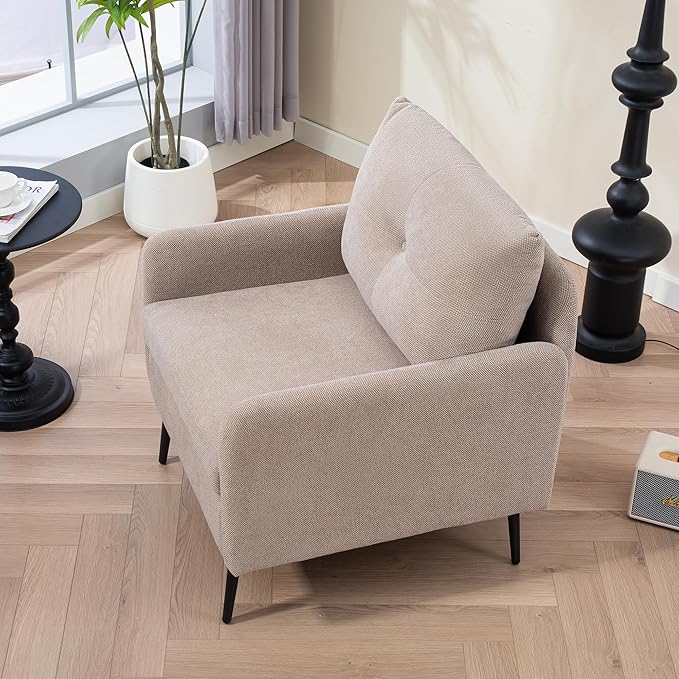 Ball & Cast Accent Chair with Metal Black Legs, Comfy Chenille Club Fabric - Image 4