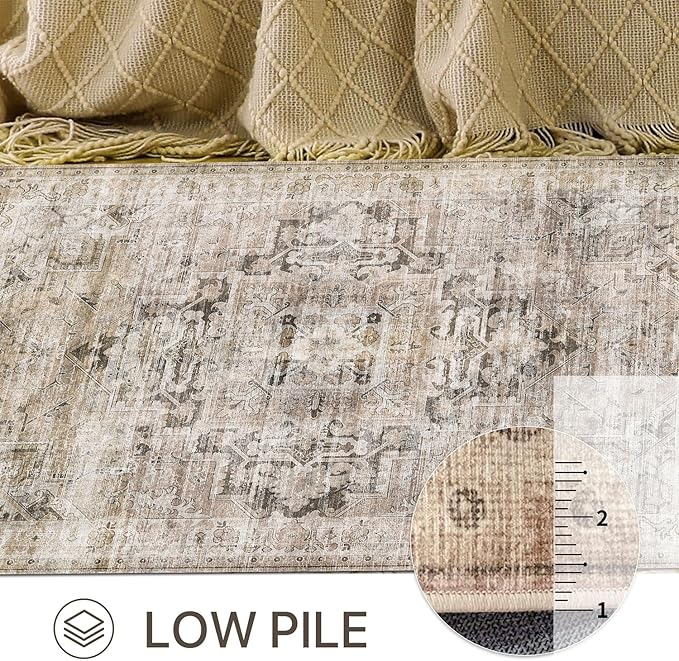 GENIMO 6x9 Area Rugs for Living Room, Machine Washable Non Slip Vintage Retro - Image 8