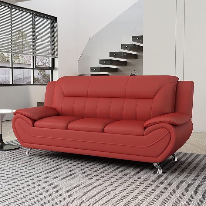 Container Furniture Direct Michael Modern Faux Leather Upholstered Stainless - Image 13