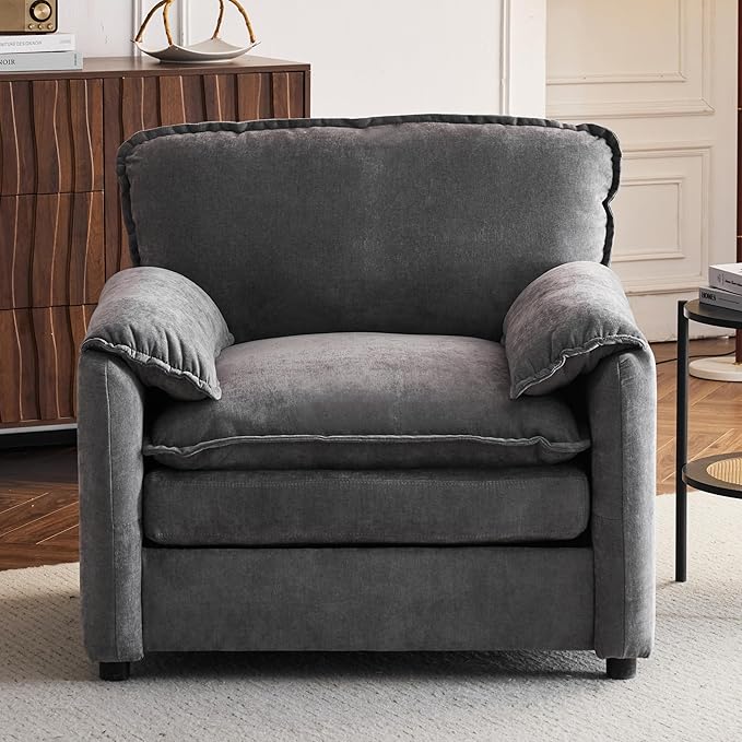 Ball & Cast 38" Oversized Chenille Lounge Chair, Reading Armchair - Image 3