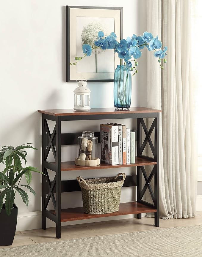Convenience Concepts Oxford 3 Tier Bookcase, Cherry / Black - Image 2