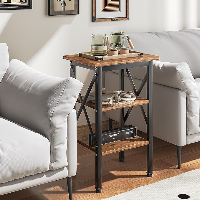 VECELO End Table, Bedside Table, X-Design Reinforced Nightstands, Side Table - Image 8