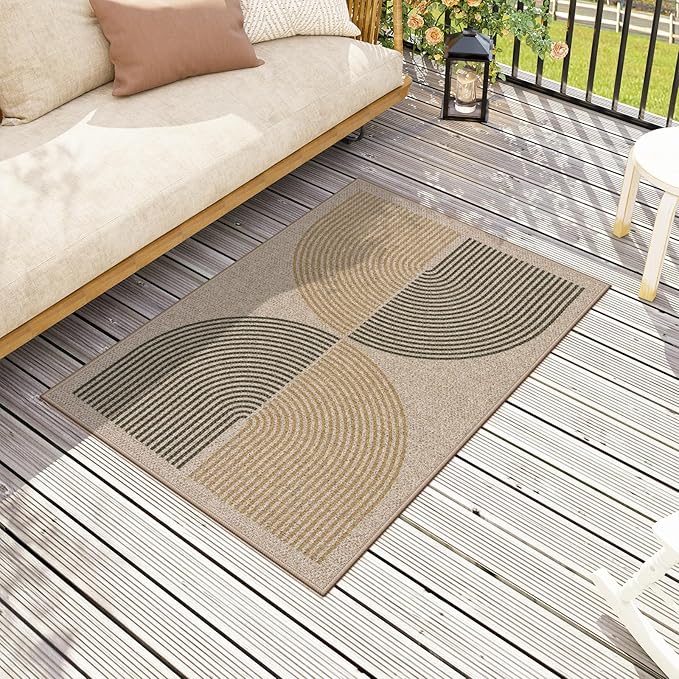 Lahome Rainbow Front Door Mat, Farmhouse Neutral Non Slip Non Shedding - Image 7