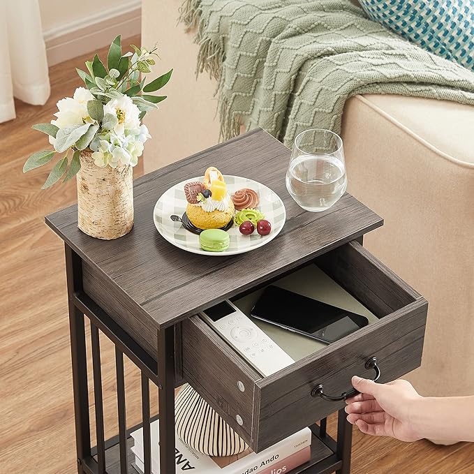 VECELO Nightstands Set of 2, Industrial Side Table/End Tables - Image 4