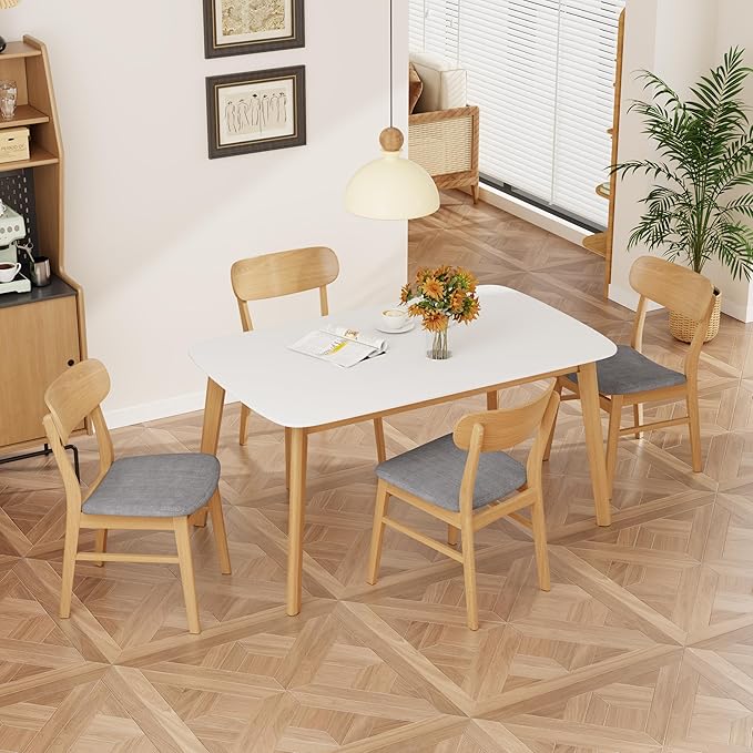 Merax 5-Piece Dining Set, Solild Wood Table & Chairs - Image 2