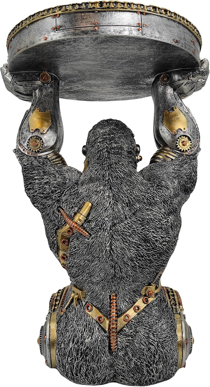 Steampunk Gorilla Side Table Pedestal End Table Stool Resin Cyborg Monkey - Image 8
