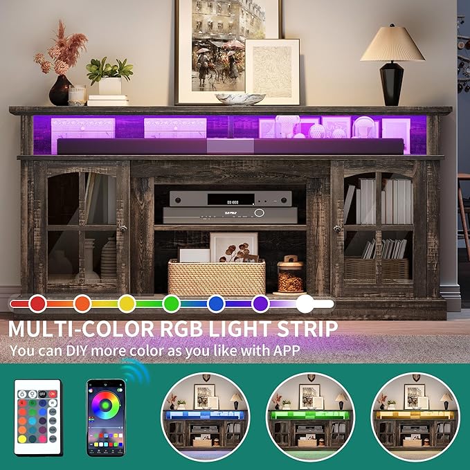 YITAHOME LED Farmhouse TV Stand - Image 4