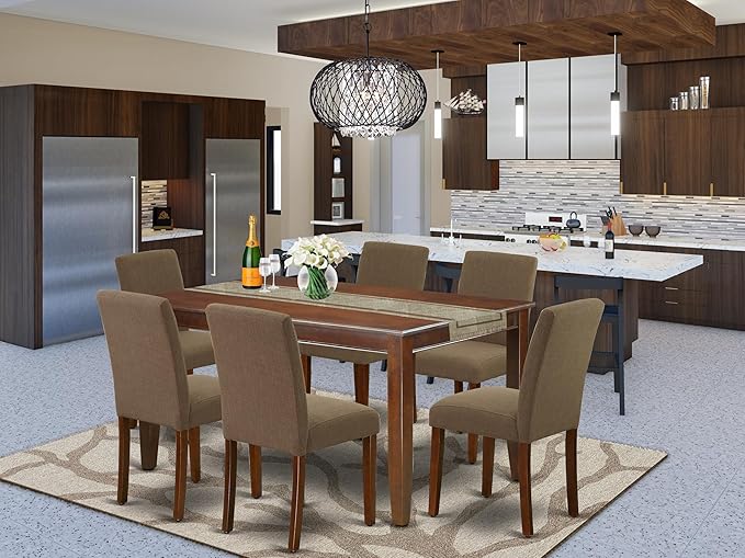 East West Furniture DUAB7-MAH-18 7 Piece Dining Room Table Set Consist of a - Image 2