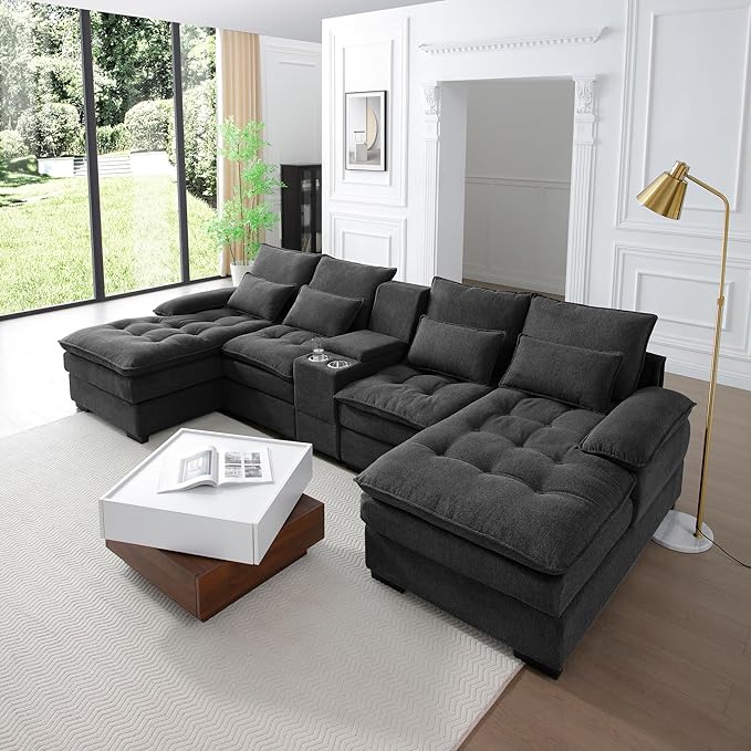 KEIKI 130" U-Shaped 6 seat Sofa by Unknown