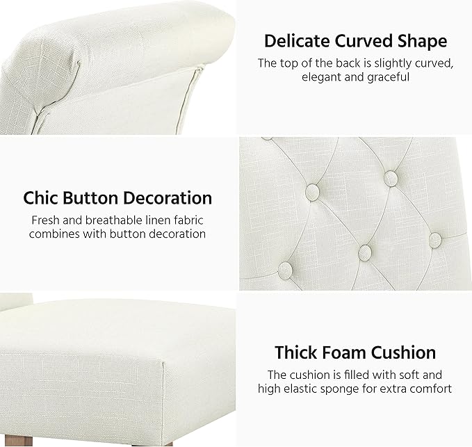 Yaheetech Dining Chairs Set of 4 Fabric Upholstered Dining Room Chairs - Image 6