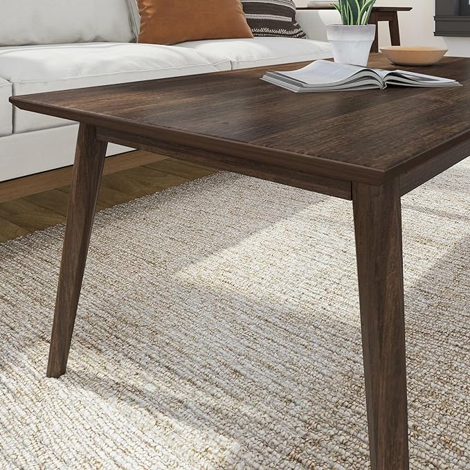 Plank+Beam 48 Inch Mid Century Modern Coffee Table, Wood Coffee Tables - Image 5