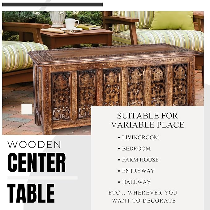 Rectangular Wooden Coffee Table, Modern Wooden Coffee Table, Center Tables - Image 6