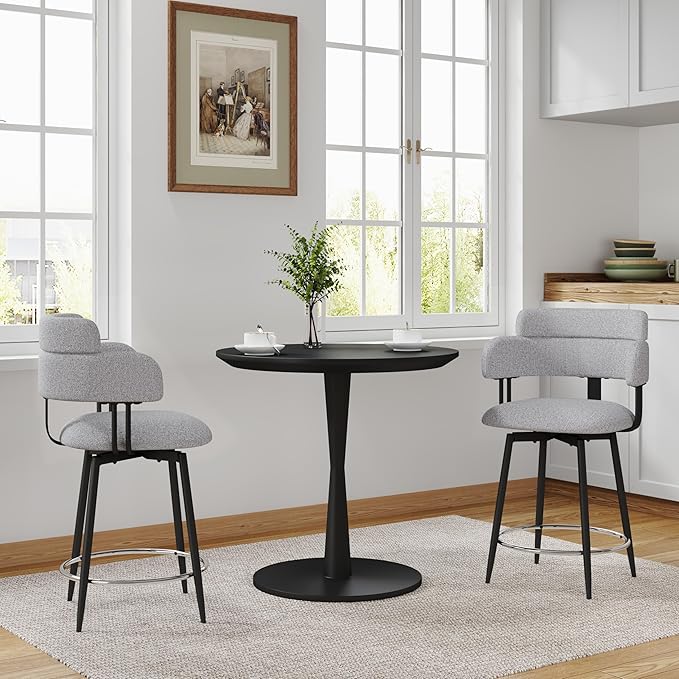 Swivel Bar Stools Set of 2, Counter Height Bar Stools - Image 8