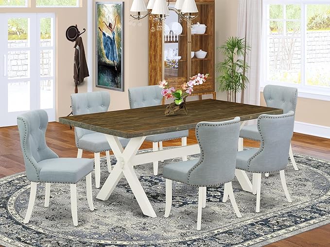 East West Furniture X077SI215-7 7 Piece Dining Table Set Consist of a Rectangle - Image 2