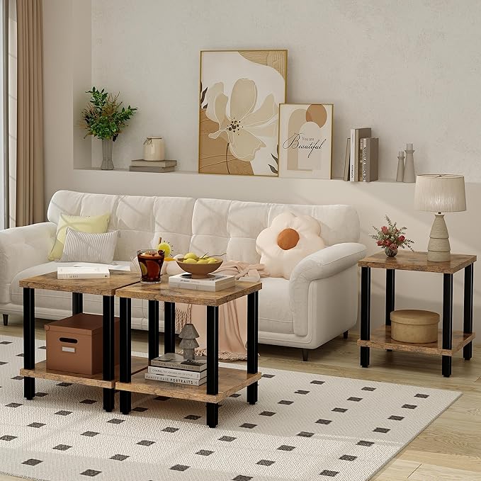 Large End Table Square Side Table Modern Sofa Table 20 Inch Industrial Coffee - Image 8