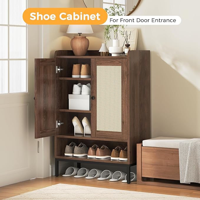 Rattan Shoe Cabinet Storage for Entryway, Shoe Cabinet - Image 9