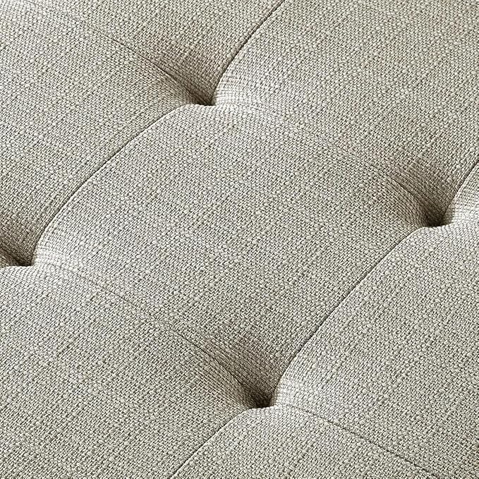 24KF Large Rectangular Upholstered Tufted Linen Fabric Ottoman Bench, Padded - Image 8