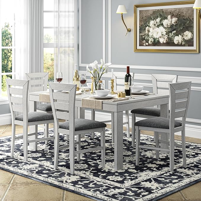 6-Piece Solid Wood Dining Table Set - Image 2