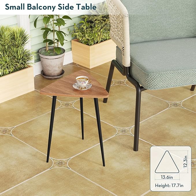SAYGOER Small Triangle Side Table, Mid Century Modern Walnut End Table - Image 7
