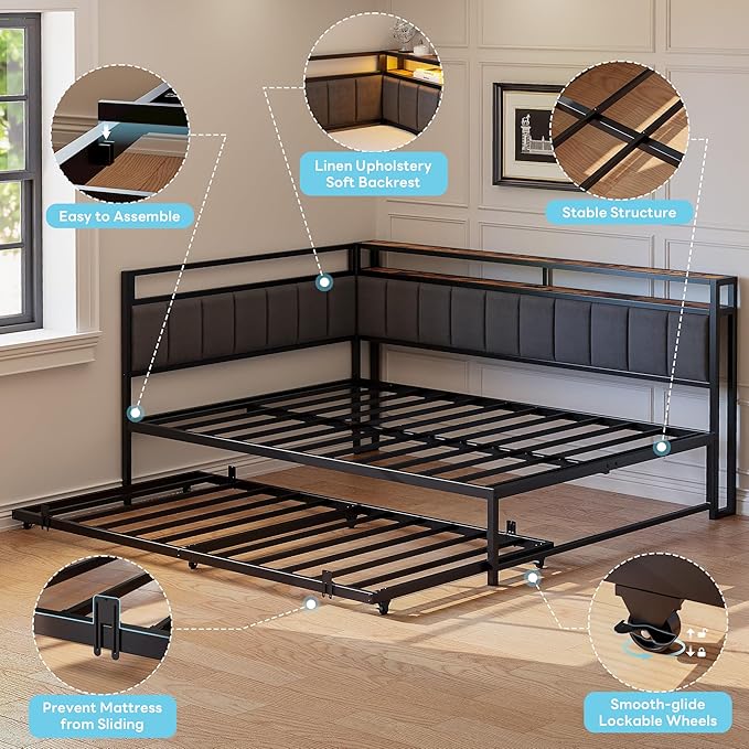 LIKIMIO Corner Twin Bed Frame - Image 7
