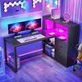 DWVO L Shaped Desk with Drawers, Home Office Desk with Storage Shelves by DWVO