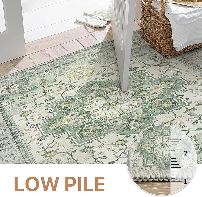 GENIMO 7'6''x9'6'' Area Rugs for Living Room, Machine Washable Non Slip Vintage - Image 4