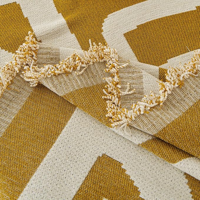 STACYPIK Boho Chenille Couch Cover, Ginger Yellow Sofa Cover - Image 9