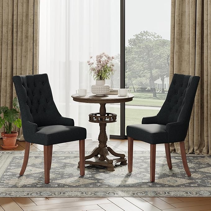COLAMY Wingback Upholstered Dining Chairs Set of 2, Fabric Side Dining Room - Image 3