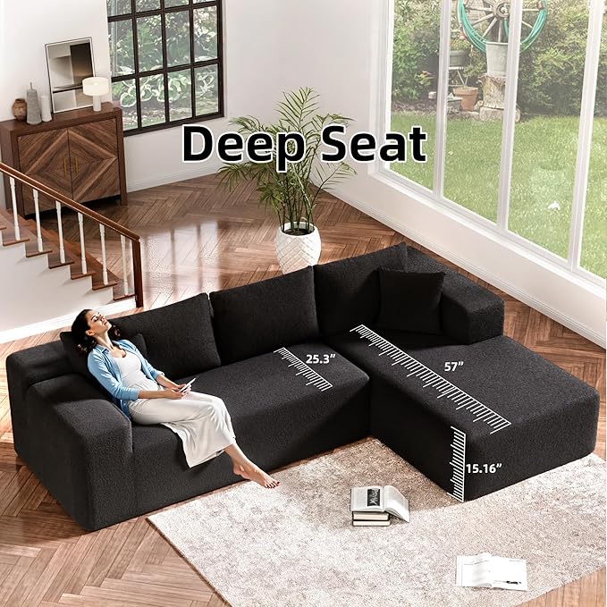 Cloud Sectional Couch, 104”L-Shape Oversized Sofa - Image 5