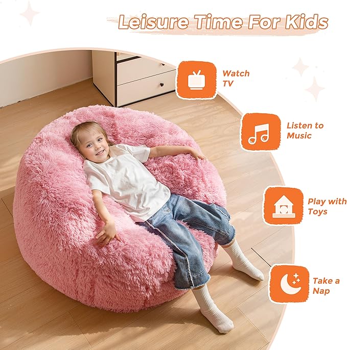 MAXYOYO Kids Bean Bag Chair, Stuffed Faux Fur Bean Bag - Image 8