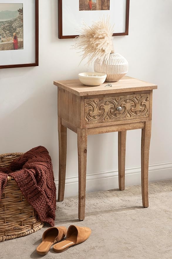Kate and Laurel Cassetta Soft Rustic Rectangle Side Table; 19 x 14 x 28; - Image 2