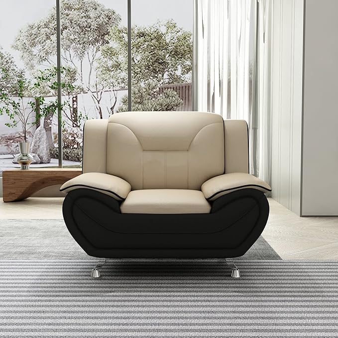 Container Furniture Direct Michael Modern Faux Leather Upholstered Stainless - Image 12