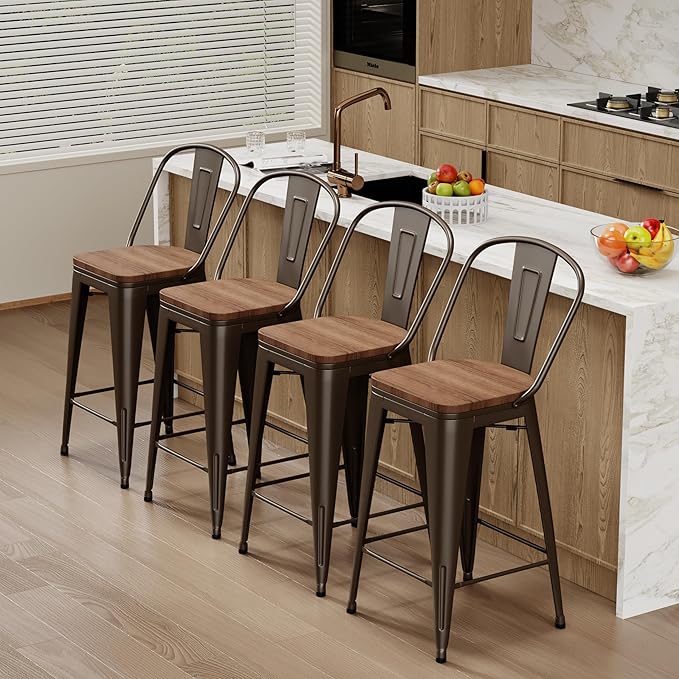 Changjie Furniture 30 Inches Metal Barstools Set of 4 Counter Height Bar Stools by ALISH