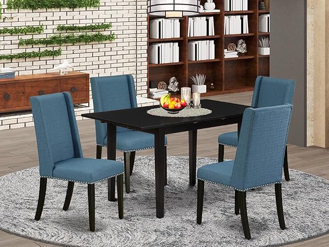 East West Furniture NOFL5-BLK-21 5 Piece Dinette Set - Image 2