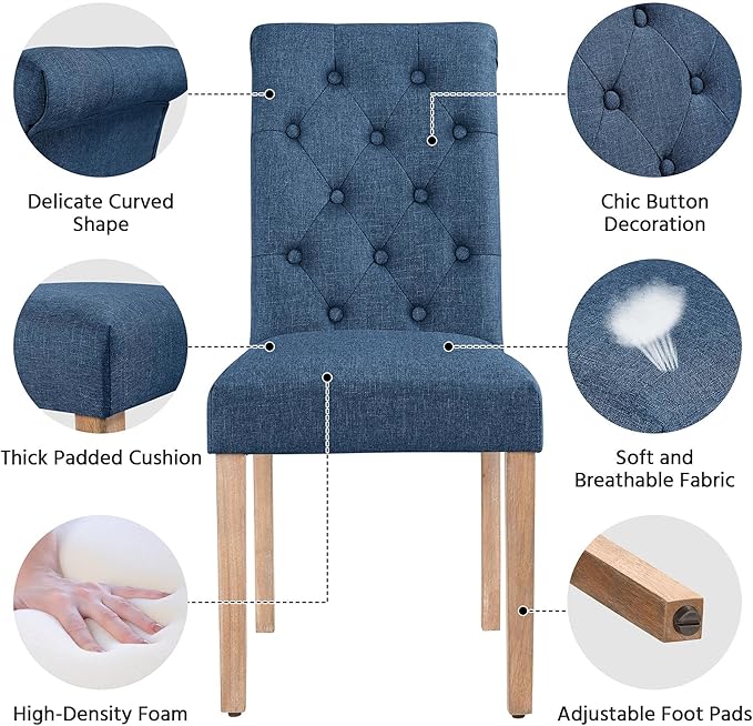 Yaheetech Dining Chairs Set of 4 Fabric Upholstered Dining Room Chairs - Image 5