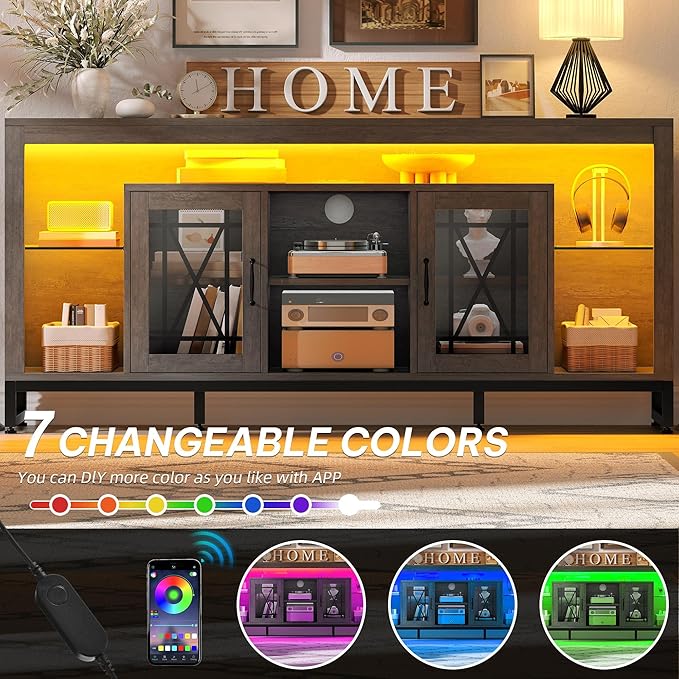 YITAHOME 33.5'' Tall TV Stand for 75 inch TV, LED Entertainment Center - Image 3