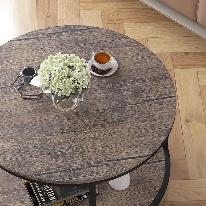 NSdirect Round Coffee Table, 27.5" Small Coffee Table - Image 7