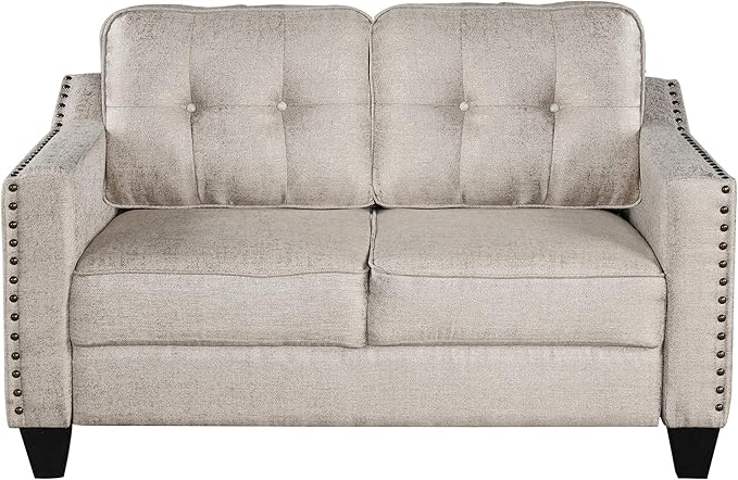 3 Pieses Living Room Sofa Sets Linen Blend Button Tufted Retro Sofa&Couch - Image 4