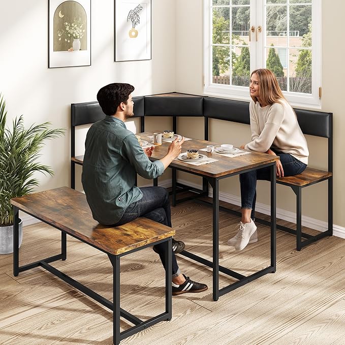 DWVO 3-Piece Dining Table Set for 4-6 People 47.2" Corner Dining Room Table - Image 6