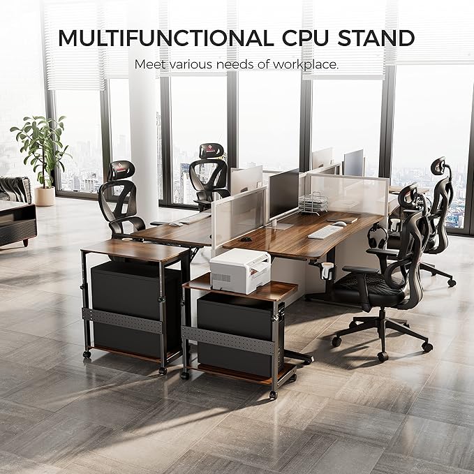 EUREKA ERGONOMIC PC Stand Computer Cart, Height Adjustable Tower Stand 2-Tier - Image 3