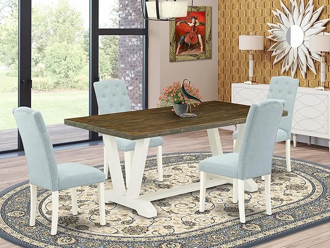 East West Furniture V077CE215-5 5 Piece Modern Dining Table Set Includes a - Image 2