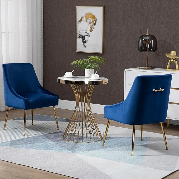 Modern Velvet Dining Chairs Set of 2, Contemporary Upholstered Furniture - Image 7