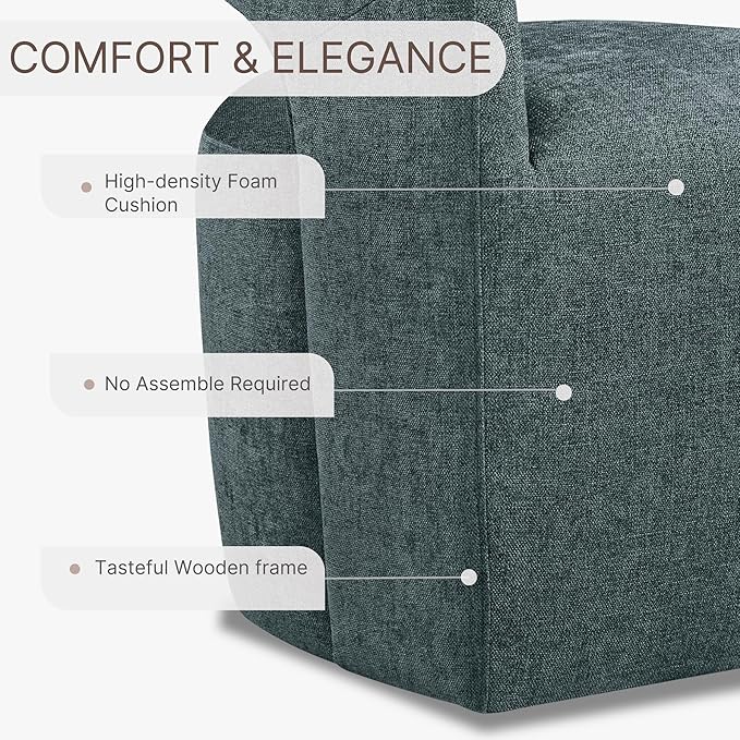 Upholstered Dining Chairs with Casters No Assembly Modern Barrel Armchair with - Image 6