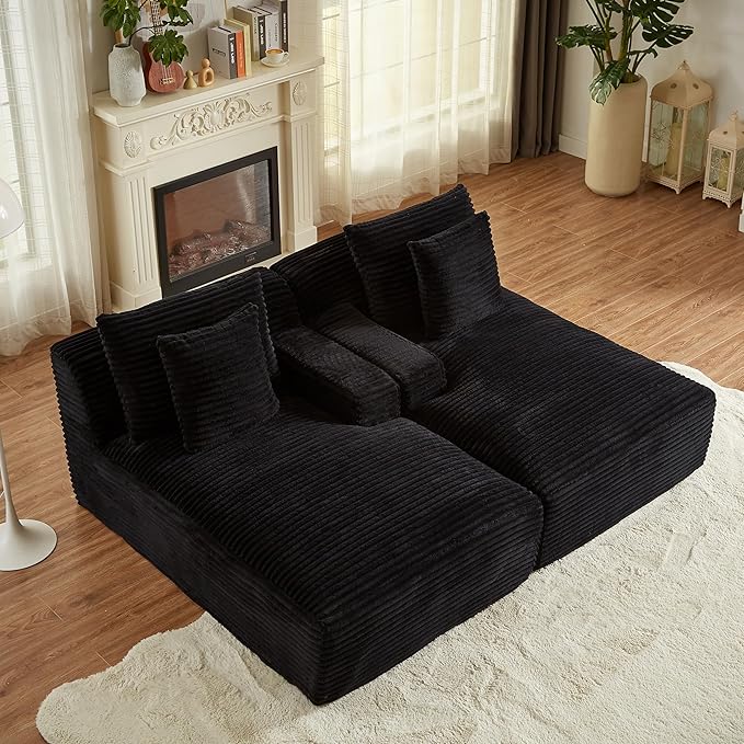 ERYE 79" Oversized Double Chaise Lounge Indoor Sleeper Recliner Sofabed - Image 3