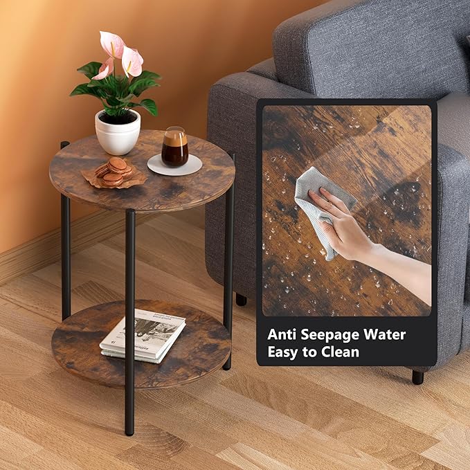 Round Side Table, 2-Tier Circle End Tables - Image 5