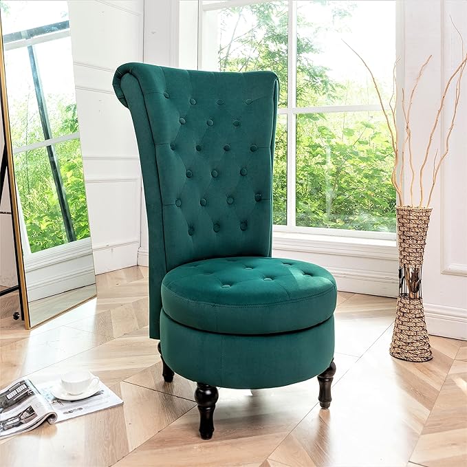 Container Furniture Direct Royal High-Back Velvet Accent Chair - Image 7