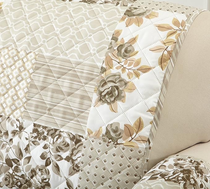 Great Bay Home Patchwork Scalloped Printed Furniture Protector Stain Resistant - Image 7