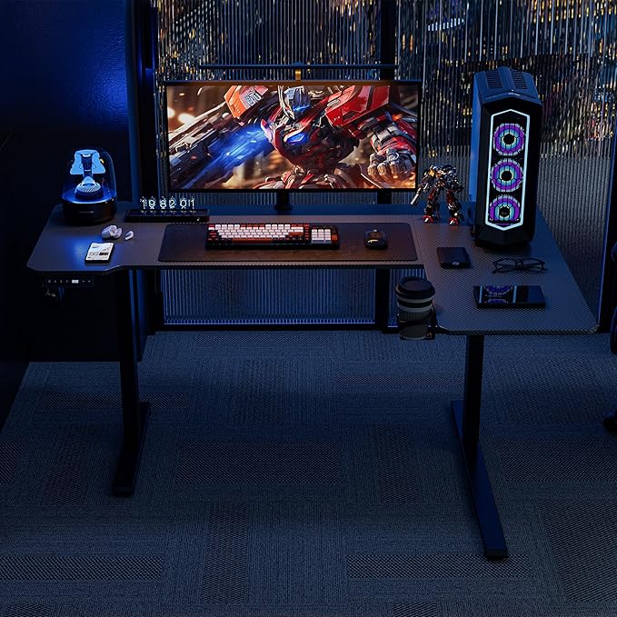 59 Inch L Shaped Standing Desk Adjustable Height, Gaming Electric Corner - Image 8