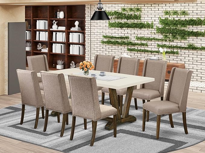 East West Furniture V727FL716-9 9 Piece Modern Dining Table Set Includes a - Image 2