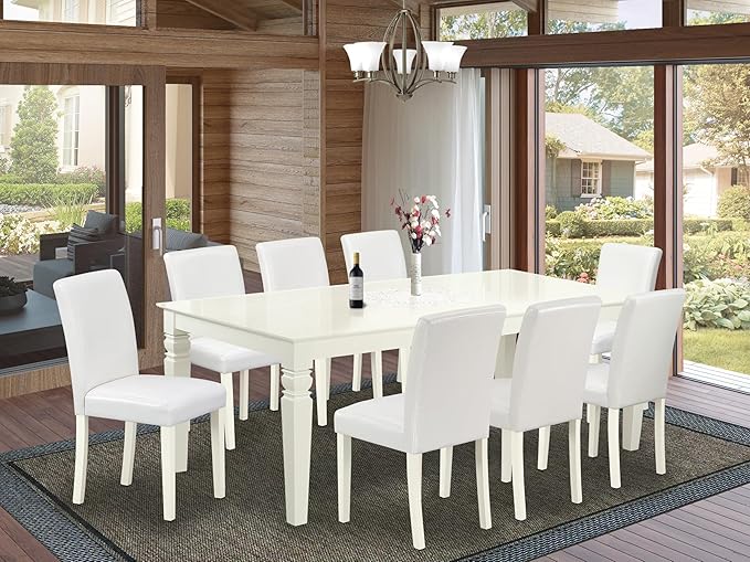 East West Furniture LGAB9-LWH-64 9 Piece Dining Table Set Includes a Rectangle - Image 2